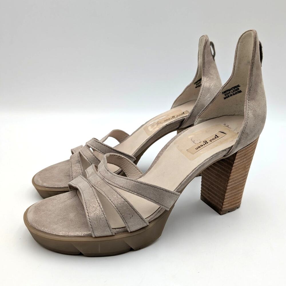 Paul Green 7930-013 Platform Sandal Open Toe Women's Beige Size US8/UK5.5 EU38.5